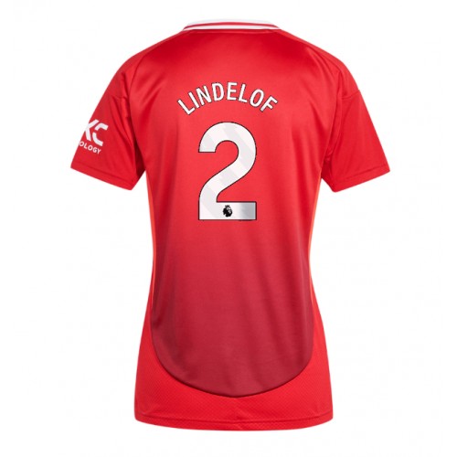 Fotballdrakt Dame Manchester United Victor Lindelof #2 Hjemmedrakt 2024-25 Kortermet